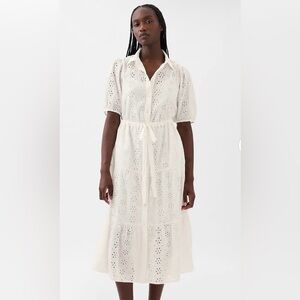 GAP Cream Eyelet Midi Dress
